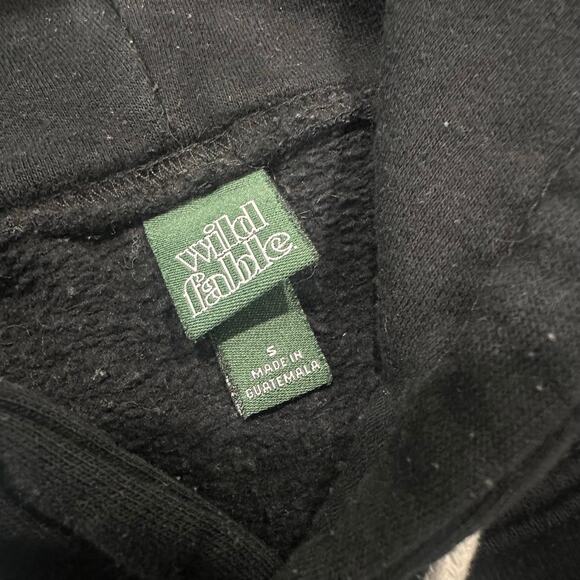 Wild Fable Black Cropped Hoodie Sweatshirt Drawstring Hood Size S - Picture 3 of 5